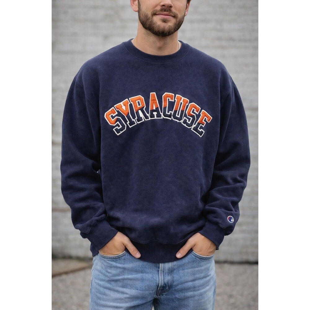 Vintage Champion  Sweatshirt Mens Extra Large Blue Syracuse Reverse Weave USA